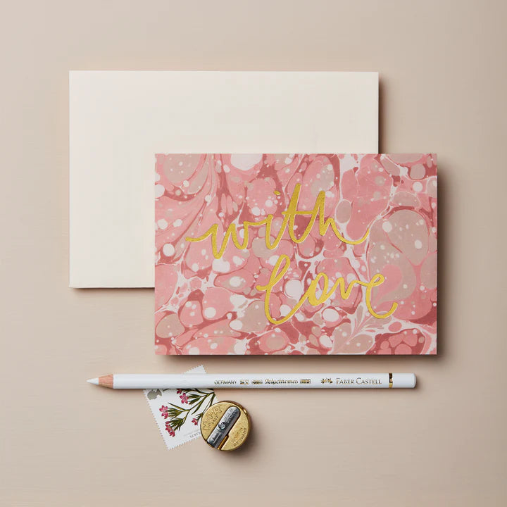 pink marble with love card by wanderlust co