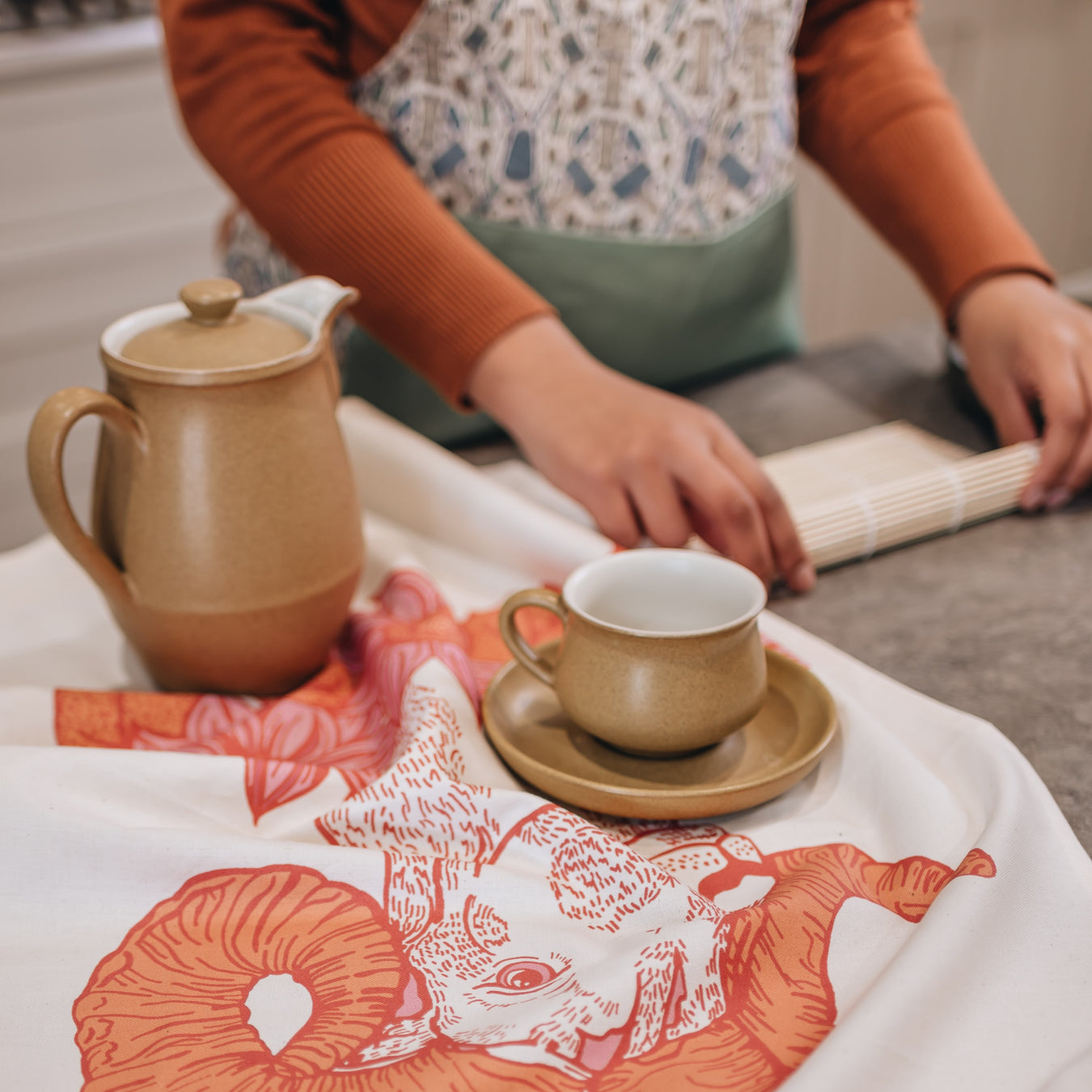 tea towel and apron lifestyle photo by westmorland sheepskins