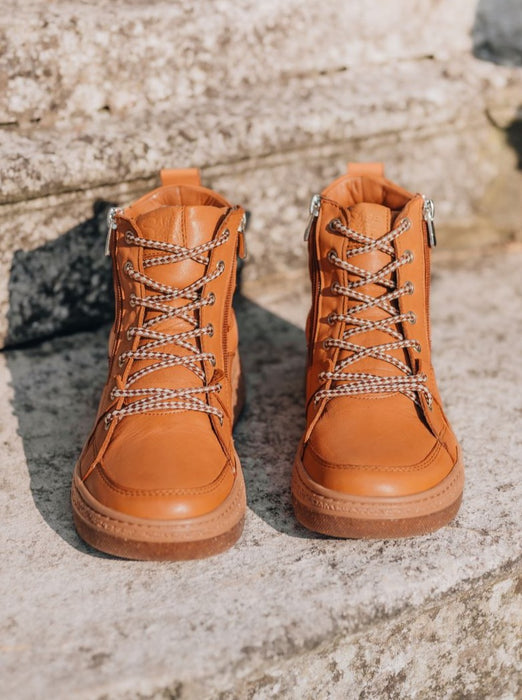 Tan Stitched Leather Boots Made in Europe