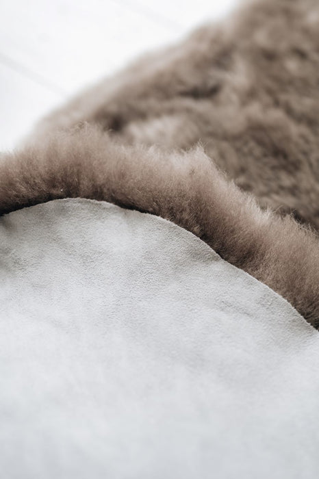 Taupe Short Haired Icelandic Sheepskin Rug - detail