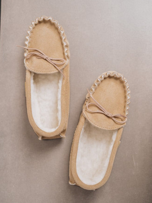 Women's Moccasin slippers Wool Lined with Sole