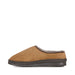 side view of emu australia tan women's sheepskin slip on slipper with low back and stitching details