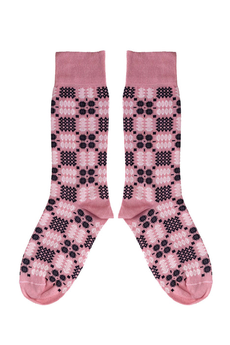 MABLI Rhosyn Pink Carthen socks are Made in Wales at Royal Warrant grantees Corgi Hosiery and designed by the fabulously unique brand, Mabli from South Wales.