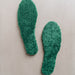 Green AW22 colour Sheepskin Children's Cuttable Insoles. Cut to size. Insoles layed out to show Sheepskin material.