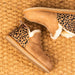 Genuine Womens Sheepskin Slippers by Shepherd Style Annie with a Leopard print Heel