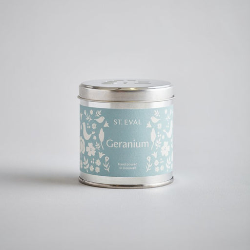 geranium scented st eval candle company tin candle from summer folk collection