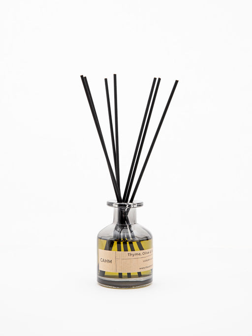 Thyme, live and Bergamot Glass Luxury Reed Diffuser from Cahm.