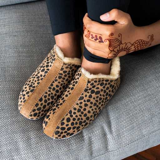 Lina leopard 100% Shepherd of sweden slipper for women