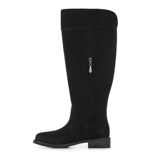 Black Suede Hervey Long Boots by Emu Australia. Features half way zip.