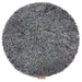 Jill, a black graphite round Sheepskin seat pad, made by Shepherd of Sweden. Small Shepherd branded tag sewn in.